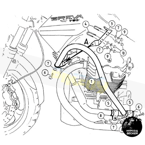 모토 구찌 브레바 V 750 ie 엔진 프로텍션 바- 햅코앤베커 오토바이 보호가드 엔진가드 501505 00 02